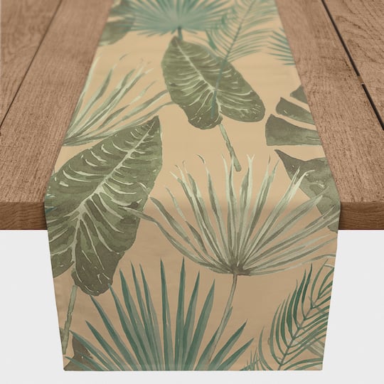 90" Tropical Palm Cotton Twill Runner
